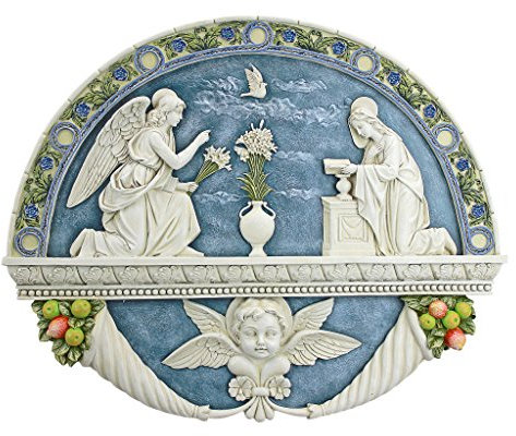 Design Toscano Wandrelief „Der Altar der Maria Himmelfahrt“ von Della Robbia Skulpturen-Wandskulpturen, Harz, Mehrfarbig, 2.5 x 45.5 x 37 cm