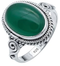 mantraroma Silberring Damen 925 Sterling Silber – ovaler Edelstein Ring, Vintage Statement Ring Schmuck, elegantes Geschenk für Frauen