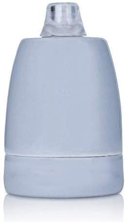 Fassung aus Porzellan, Porzellanfassung Keramikfassung E27, grau (blau-grau) glasiert, mit Klemmnippel