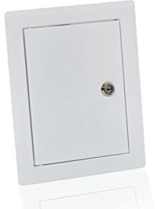 Awenta Chapa de acero blanco 50 x 50 con cerradura, Blanco, 50x50