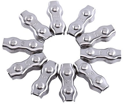 10Pcs M3 Duplex Clips Serre-câbles en Acier Inoxydable pour Filin Cable Inox