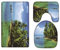 A.Monamour Badezimmer Badematte 3 Teilig Set Holz Pier Blau Ozean Meer Tropen Insel Palmen Strand Natur Landschaft Teppich Für Flanell Saugfähig Badteppiche Badvorleger Badgarnitur WC Vorleger