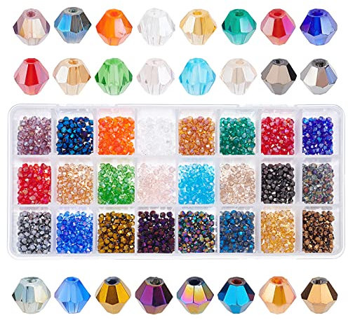 PandaHall Elite Cuentas de Cristal galvanizado Rondelle facetadas para Hacer Joyas, 24 Colores: 1680 Unidades, 4 mm