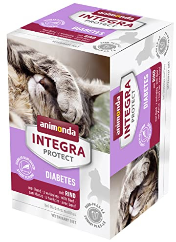 animonda Integra Protect Diabète au bœuf (6 x 100 g) - Nourriture Humide pour Chat en Cas de diabète sucré - Nourriture diététique pour Chats sucrés - Nourriture Humide sans Sucre