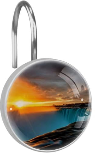 Eslifey - Ganci per Tenda da Doccia Estiva con Onde d’Acqua, 12 Pezzi, Acciaio Inossidabile, Style06, 3.7x3.7cm