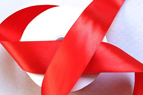 CaPiSo 50m Mega-Rolle Satin-Schleifenband 40mm Geschenkband Dekoration Dekoband Satinband (Rot)