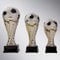 Henecka Fussball-Pokal, Keramik-Fußball Trophäe, Silber Gold, mit Wunschgravur, Größe 30 cm