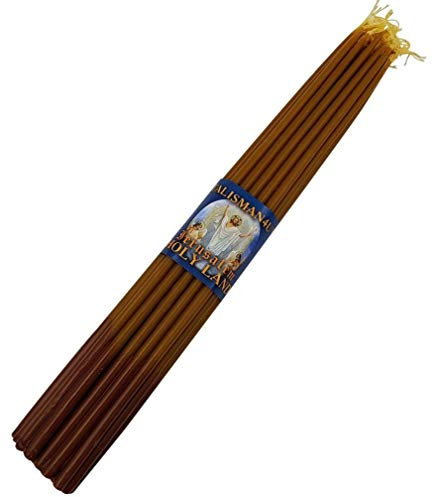TALISMAN4U Stabkerzen aus natürlichem Bienenwachs, 28 cm hoch, gesegnete Kirche, Jerusalem Heiliges Land, 33 Stück