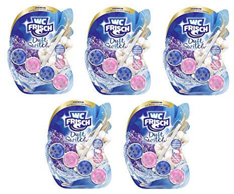WC-Frisch Duft Switch Frischer Lavendel & Baumwoll-Blüte, WC-Reiniger und Duftspüler, Duftwechsel, 5er Pack (5 x 50 g)