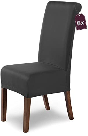 Scheffler Home Stuhlhussen Marie Grau 6er Set Wasserabweisende und elastische Stuhlbezüge mit Fleckenschutz – Passend für Esszimmerstühle und Schwingstühle – Öko-Tex Zertifiziert