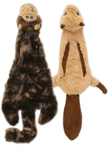 2-in-1 Quietschendes Hundespielzeug mit weichem, beständigem Stoff für kleine, mittlere und große Haustiere by Best Pet Supplies - Keine Füllung für das Spielen im Haus, Affe, Eichhörnchen, size L