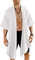 COOFANDY Herren Rüschenschalkragen Baumwolle Cardigan Lang Kimono Jacken Offene Vorderseite Drape Cape Mantel - - Groß