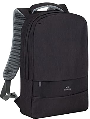 Rivacase Laptop-Rucksack mit USB-Ladeanschluss hochwertiger wasserabweisender Notebook-Rucksack bis 15,6 Zoll Cityrucksack Business Backpack / (Schwarz)