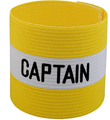 VerteLife Klassische Kapitänsband Spielführerbinde für Fußball und Training, Verstellbare Armbinde Kapitän Armbinde, Captains Armband für Erwachsene und Kinder - Einheitsgröße/Gelb