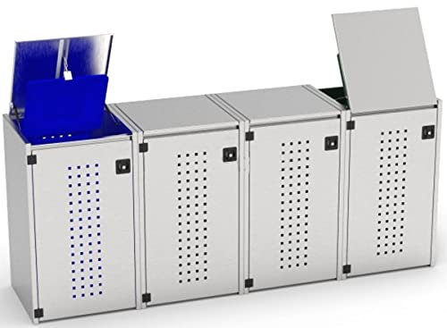Mülltonnenbox 4x120L mit Kippdach aus Edelstahl, Mülltonnenhaus Mülltonnenverkleidung