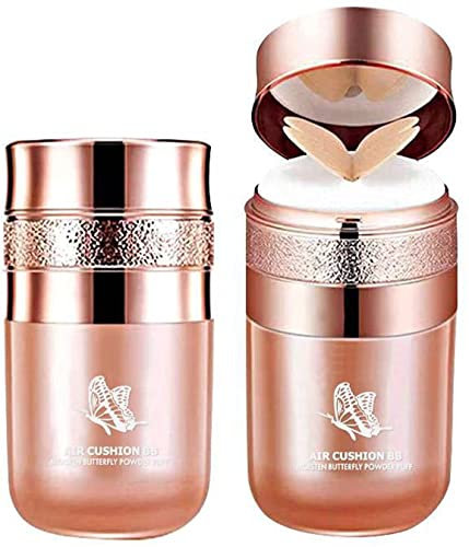 Butterfly Cushion BB Cream, Air Cushion CC Cream, Moisturizing Concealer Makeup Base Primer BB Liquid Foundation, Easy to use (Natural Skin Color)
