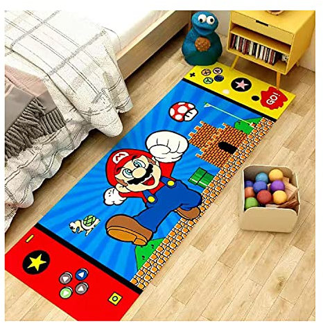 lcey Wohnzimmer Teppich,Super Mario Teppich Kinder 3D-Vorleger Cartoon Moderne Wohnzimmer Schlafzimmer Hauptdekoration for Wohnzimmer Dekoration-8||60X160cm