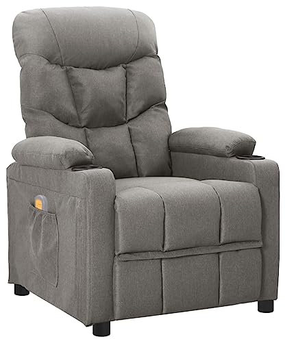 vidaXL Massagesessel, Relaxsessel mit Liegefunktion Vibrationsfunktion, Verstellbarer Sessel Fernsehsessel, Liegesessel Polstersessel, Hellgrau Stoff