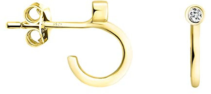 SOFIA MILANI - Damen Ohrringe 925 Silber - vergoldet/golden & mit Zirkonia Steinen - Zirkonia Steck Creole - E1503