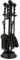 Relaxdays Couverts de cheminée, Lot de 5 pièces, tisonnier, Pelle & Balai à Cendres, Pince, Support, pour poêle, Noir