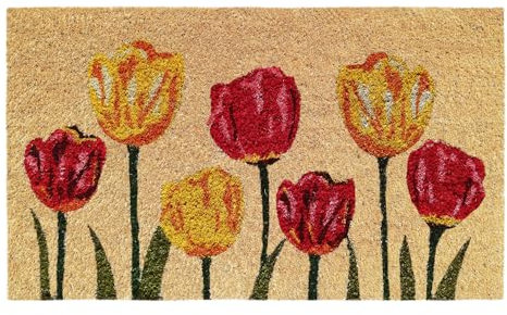 Banzaii Zerbino in Cocco da Esterno o Interno con Retro Antiscivolo 40x70 cm - Tulipani