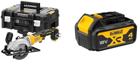 DEWALT Scie circulaire XR 18VBL - sans Batterie ni Chargeur - Multi-matériaux 115 mm Jaune & Batterie XR 18V 4 Ah Li-Ion - DCB182-XJ - Compatible Avec Tous Les Outils XR 18V