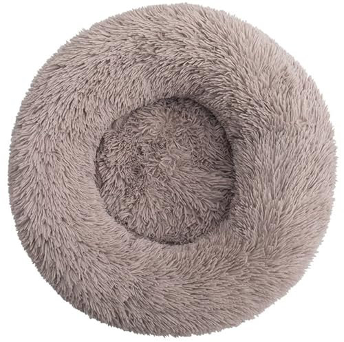 HUAXIQUE Hundebett Donut Anti Stress Hundebett katzenbettfür Katzen Und Kleine Mittelgroße Hunde undekissen Waschbar Flauschig Hundematte Flauschiges Hundebett 60cm Beige