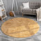 TT Home Wohnzimmer Teppich Hochflor Langflor Kunstfell Weich Modern Unifarben Flauschig, Farbe: Gelb, Größe:80 cm Rund
