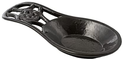 JOGREFUL Spoon Rest, Cast Iron Spoon Holder for Cooking/Stove Top/Kitchen Counter, Heat-Resistant Utensil Rest for Spoons/Ladles/Tongs, Housewarming Vintage Decor, Coin Pattern, Coffee Gold