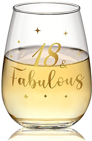 Joymaking Weinglas Geschenke zum 18 Geburtstag– 18 und Fabulous, 18 Geburtstag Geschenk Deko 18. Geburtstag Mädchen Junge Weinglas Geschenkideen zum Geburtstag Weihnachten Deko 450ml