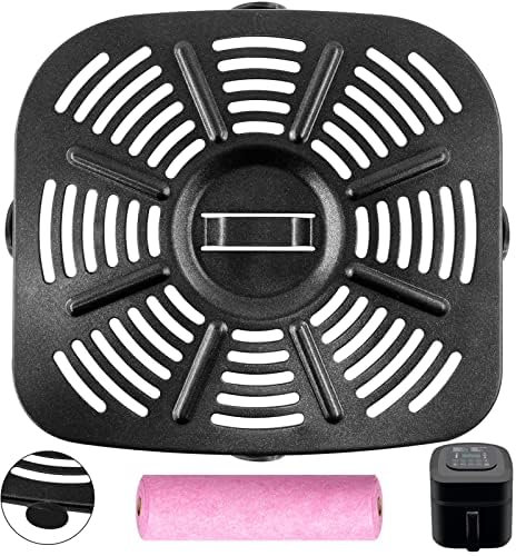 Air Fryer Grill Pan for Nuwave Brio, Replacement 6 IN 1 8QT 7 IN 1 7.25 QT Air Fryer Grill Plate Crisper Plate Rack Parts Accessories Tray with Rubber Bumper Tips for Square Nuwave Brio Air Fryer Oven