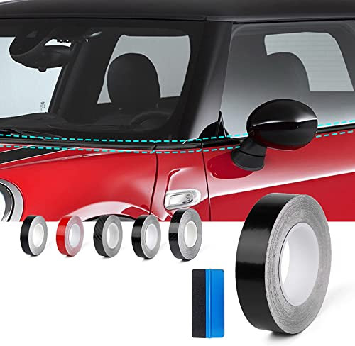 NewL Autofensterverkleidung, Vinylfolie, Tür, Taille, DIY-Aufkleber, Dekoration, Schwarze Linie, für Mini Cooper R53, R55, R56, R60, R61, F54, F55, F56, F60 (Mattschwarz, 2 x 900 cm)