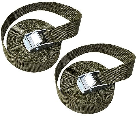 Dreneco 1M Sangle d'Arrimage, 2 Pièces Sangle à Cliquet avec Boucle de Serrage en Alliage de Zinc pour Fixation Moto,Voiture, Vélo, Bagage (Vert)