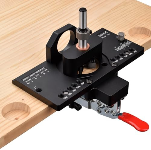 GOINGMAKE Metal Concealed Hinge Jig With Quick Clamp and Dust Vacuum Adapter - 35mm Cabinet Hinge Hole Drilling Tool for Woodworking Door Hinges Mounting
