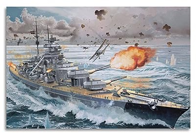 LADV Vintage WW2 Deutsche Marine Schlachtschiff Bismarck Kriegsschiff Dekorative Malerei Leinwand Wandkunst Bild 40 x 60 cm