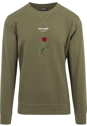 Mister Tee Herren Sweatshirt Lost Youth Rose Crewneck Olive M