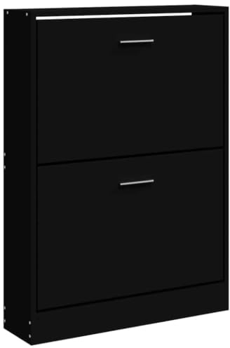 vidaXL Schuhschrank, Schuhregal, Aufbewahrungsschrank, Schuhschrank, Eingang, Flur, Wohnzimmer, Schwarz, 59 x 17 x 81 cm, aus technischem Holz