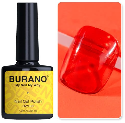 BURANO Jelly Nagellack, UV-Nagellack 7.3ml Sheer Transparent Polish, Translucent Sommer Herbst Farbe Gel Polish Farben UV Nägel Nageldesign (Red T10)