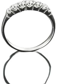 Half Eternity Ring, Sterling Silver, Stacking Third Eternity Stone Band, Promise Engagement Band, White Clear Sparkling stones (Cz) Jewelry (Ring size: 6, Gift Wrapping: Free)