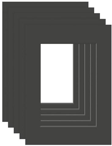 DEHA Design Passepartout (5er Set) Karton 13x18 cm für Bilder im Format 9x13 cm, Schwarz