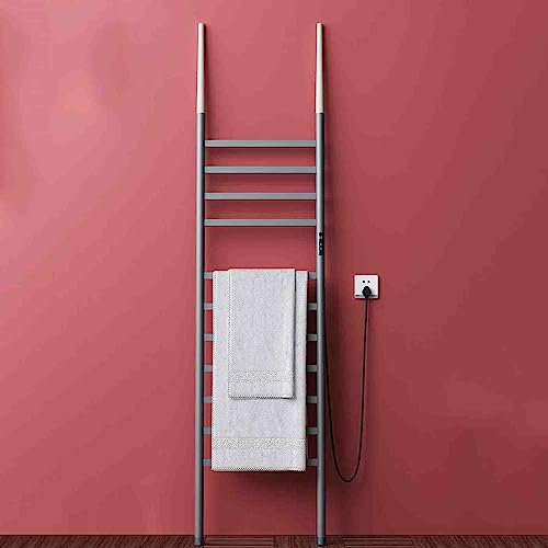 LoJax Scaldasalviette Elettrico Radiatore Scala Bagno Radiatore Moderno Scaldasalviette Riscaldante Porta Asciugamani in Acciaio Inossidabile da Pavimento con Timer