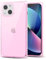 Svanove for iPhone 13 Clear Case Square Rectangle Edge, Aesthetic Trendy Girly Transparent Silicone Rubber Phone Case for Women, Thin Slim TPU Bumper Protective Cover, Light Pink