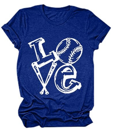 Spiel Day Baseballpullover Frauen Alltag Kurzarm Baseball Mutter Grafik Alltag Runde Hals T-Shirts Tops, balu, L