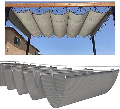 CARXB Ausziehbarer Sonnenschutz Pergola Kontrolle von Sonnenlicht und Schatten Atmungsaktives und hydrophobes HDPE-Gewebe Terrassengarten Einziehbares Sonnensegel(Color:Gray;Size:1.5x8m)