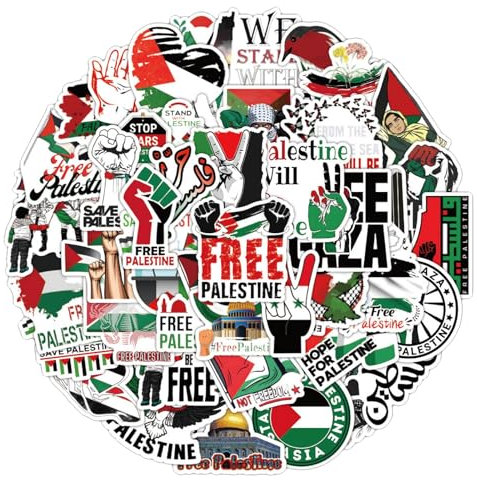 50/100 Stück Palästina Aufkleber Free Palestine Sticker Coole Kostenlose Palästina-aufkleber Ästhetische Bunte Palästina-aufkleber Für Laptop Wasserflasche Gitarre Fahrrad (100PC, Einheitsgröße)