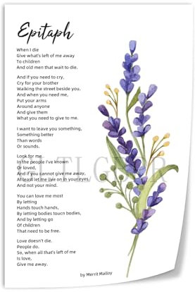 GLTLGBPR Poem on Death Poster Epitaph Gedicht Poster von Merrit Malloy (3), Wandposter, Kunstdruck, Poster, Büro, Schlafzimmer, ästhetisches Poster, 40 x 60 cm, ungerahmt, Stil 1