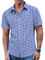 COOFANDY Men's Short Sleeve Cotton Plaid Shirt Casual Button Down Checked Work Shirts Lightweight White Blue 4XL