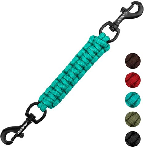 PetBonus Hundehalsband Clips, handgefertigtes Sicherungsband für Hundegeschirr, Stachelhalsband, doppelendiger Leinenverbinder (Türkis)