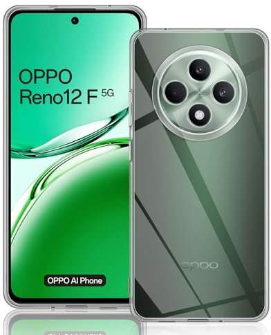 TUTUO Schutzhülle Kompatibel mit OPPO Reno 12 F 4G/5G / Reno 12 FS 4G/5G Hülle, Crystal Clear Slim Weiche Transparent Silikon Case, Stoßdämpfende Fallschutz, Anti-Kratzt Soft TPU Protector Handyhülle