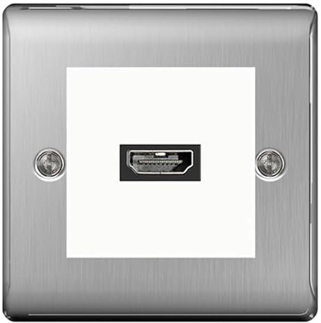BG Nexus Brushed Steel HDMI Socket Satin Chrome White insert EMHDMIW NBSEMS2